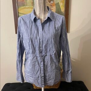 Pure Collection Light Blue Pintuck Button-Down Shirt